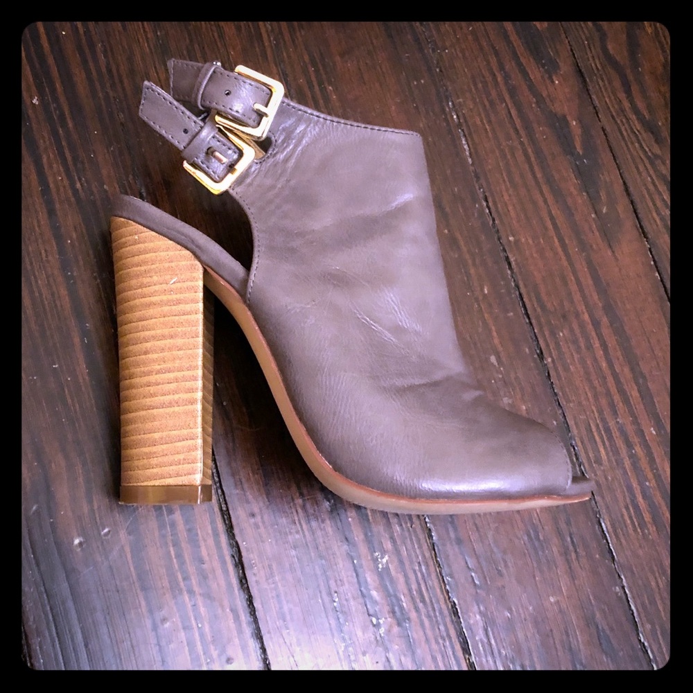 Leather peep toe booties